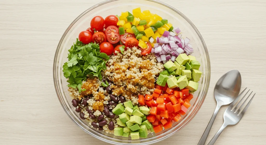 Healthy and Colorful Mexican Quinoa Salad in a Bowl