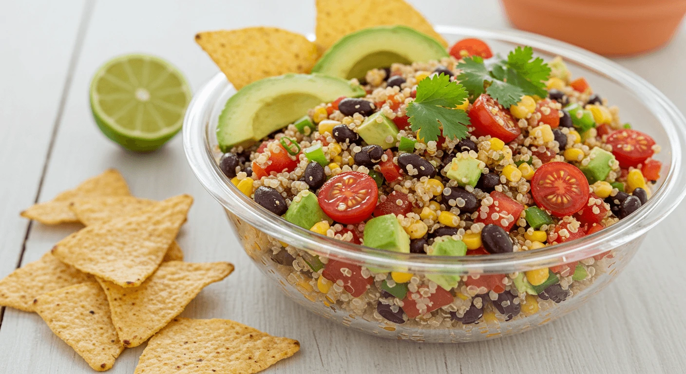 Mexican Quinoa Salad with Black Beans, Corn, and Avocado