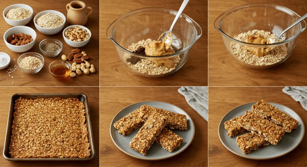 Visual Steps for Preparing Healthy Homemade Granola Bars